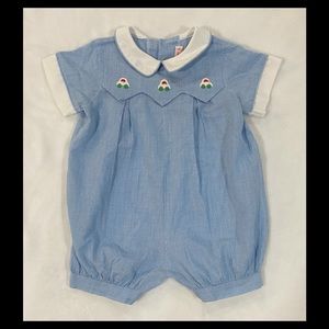 Baby Boy Lynley Designs Car Romper. PERFECT CONDITION! Made In United States